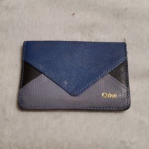 Blue leather Chloe card case